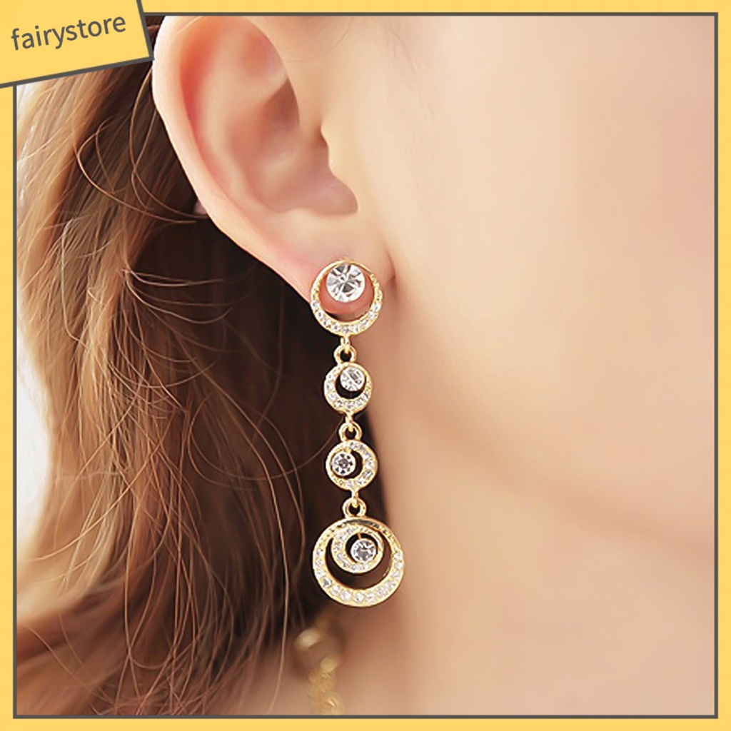 Bông Tai Tròn Đính Đá Lấp Lánh Dành Cho Nữ