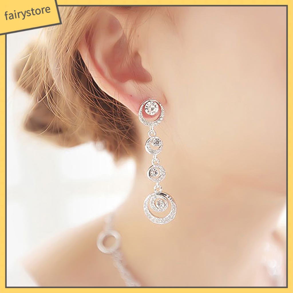 Bông Tai Tròn Đính Đá Lấp Lánh Dành Cho Nữ