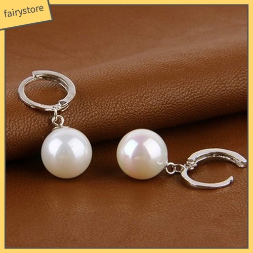 Khuyên Tai Tròn Đính Ngọc Trai Nhân Tạo Thanh Lịch Dành Cho Nữ