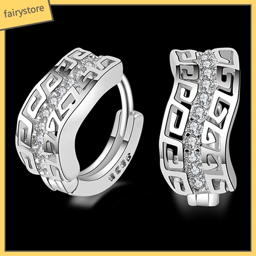 Bông Tai Mạ Bạc Đính Đá Thời Trang Dành Cho Nữ