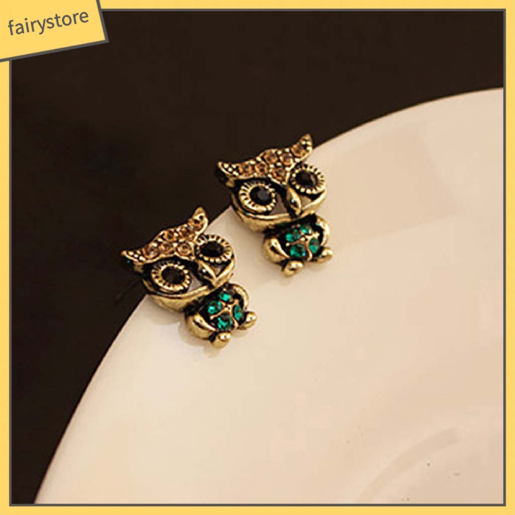 1 Đôi Bông Tai Hình Chim Cú Bằng Hợp Kim Dễ Thương Phong Cách Vintage Dành Cho Nữ