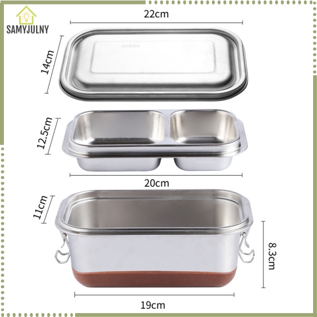 Hộp Đựng Cơm Trưa Hai Tầng Bằng Thép Không Gỉ Có Nắp Đậy Tiện Dụng
