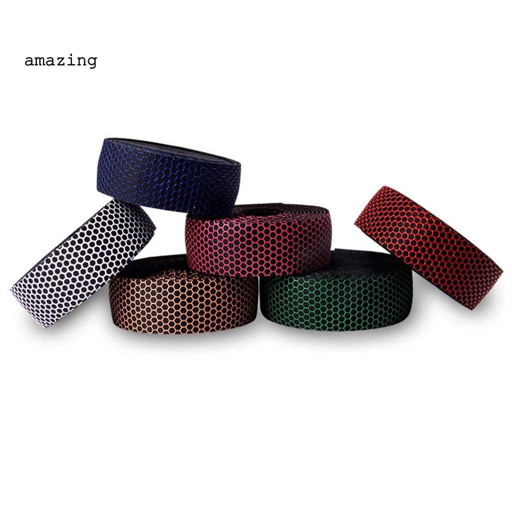 1 Cặp Băng Quấn Tay Lái Xe Đạp Bằng Polyurethane Thiết Kế Kiểu Tổ Ong Chống Trượt Thoáng Khí Tiện Dụng