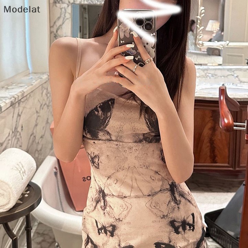 Đầm Ôm Không Tay In Họa Tiết Cổ Điển Quyến Rũ Dành Cho Nữ