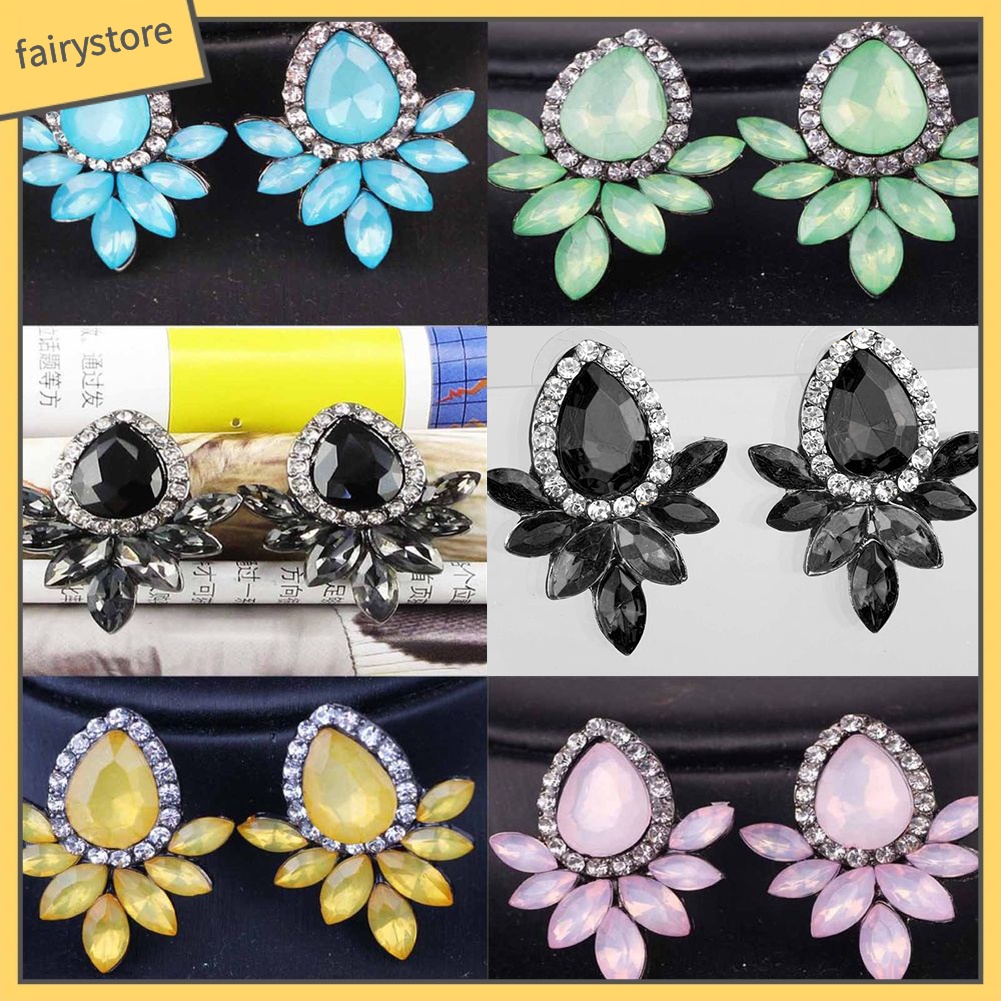 Bông Tai Giọt Nước Đính Đá Sang Trọng Cho Nữ