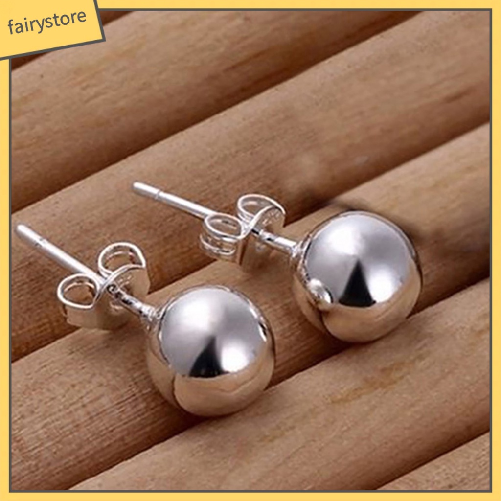 1 Đôi Bông Tai Tròn Bằng Thép Không Gỉ Màu Bạc Thời Trang Dành Cho Nữ