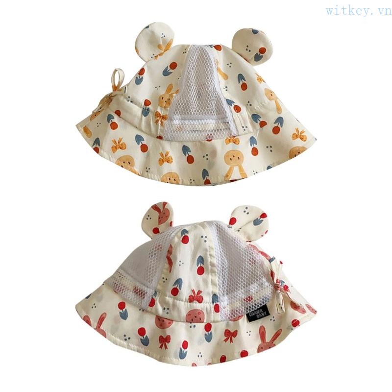 Nón Tai Bèo Vành Rộng Phối Lưới Họa Tiết Hoạt Hình Dễ Thương Thời Trang Mùa Hè Cho Bé Trai Và Gái