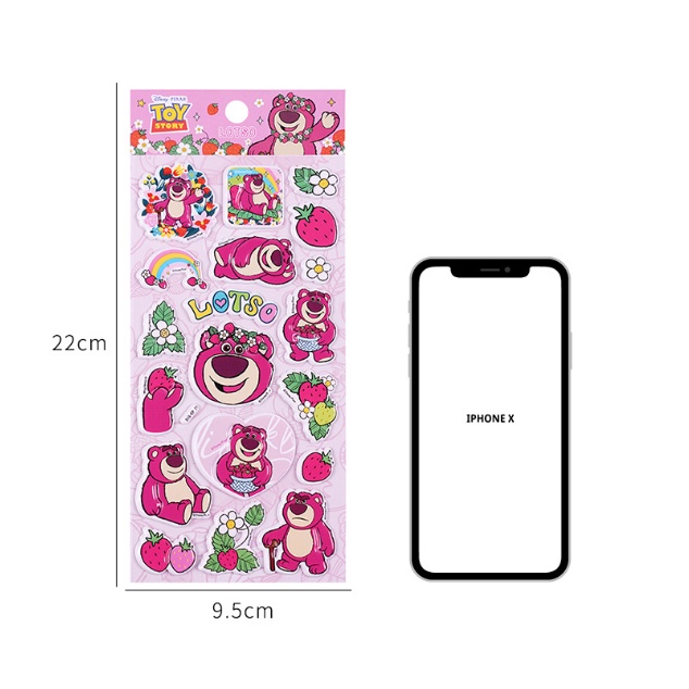 Hình dán sticker nổi 3D Gấu Dâu Lotso, Gấu Dâu Miniso cho bé