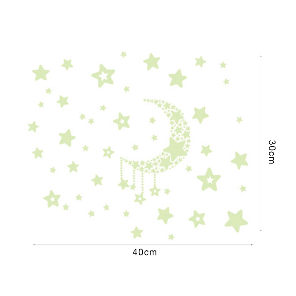 Miếng Dán Tường Dạ Quang Tự Dính Hình Trăng Sao Trang Trí Nhà Cửa DIY