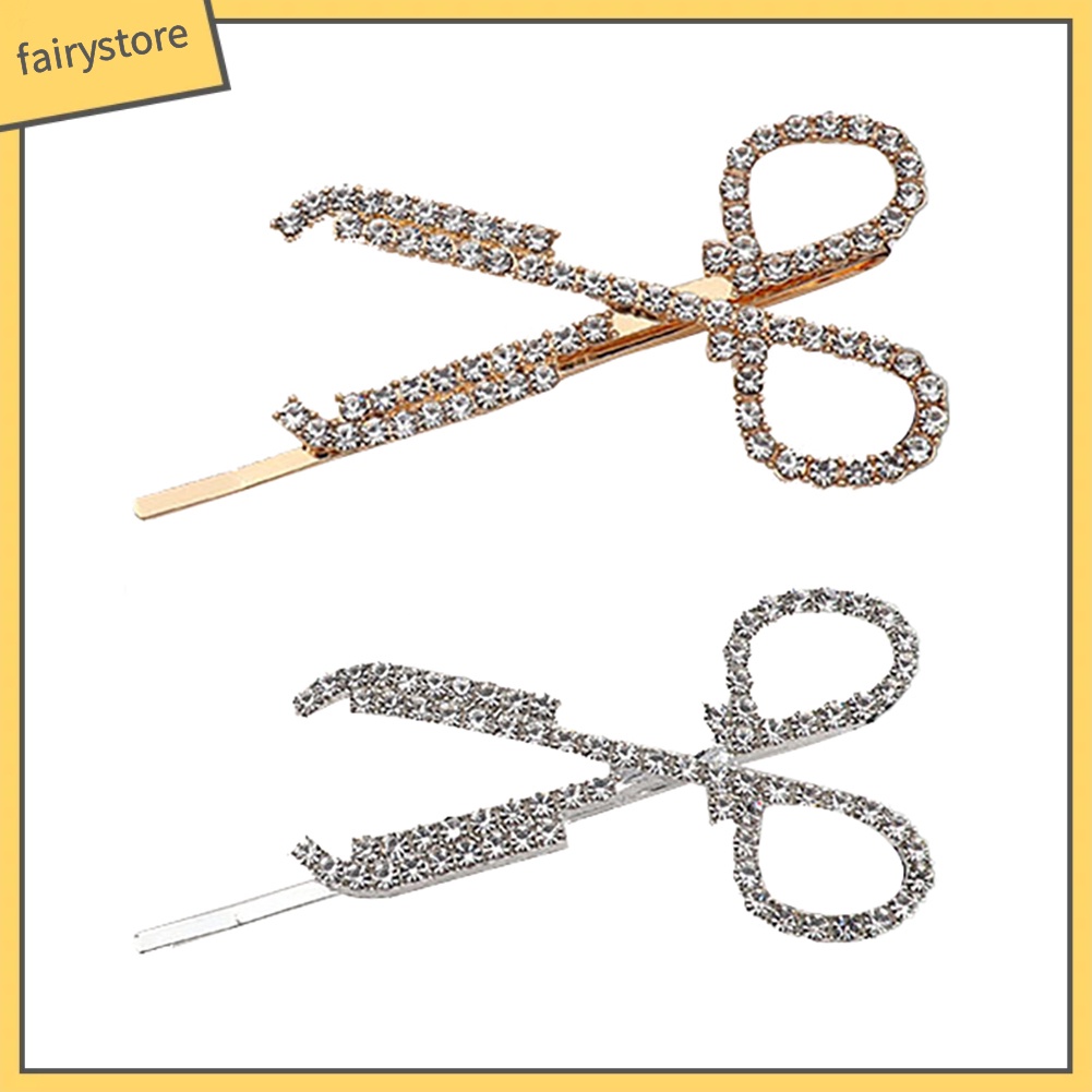 Set 2 Kẹp Tóc Hình Cây Kéo Đính Đá Thời Trang Cho Nữ