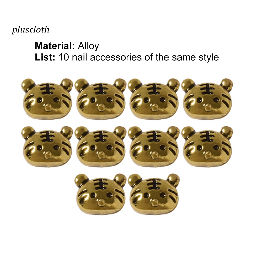 Set 10 Phụ Kiện Trang Trí Móng Tay Nghệ Thuật Hình Chú Hổ Bằng Hợp Kim
