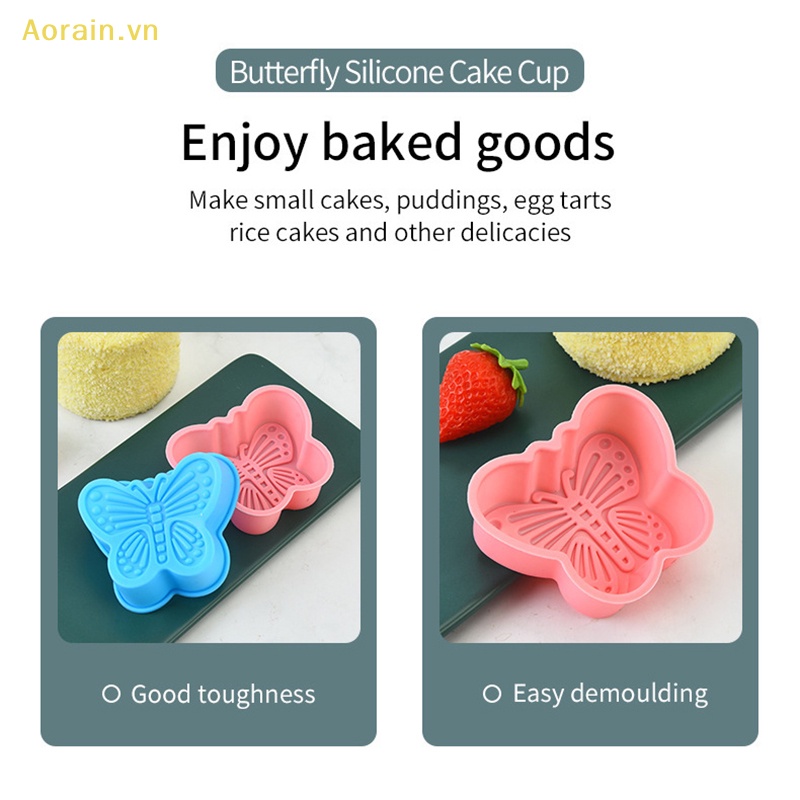 Bộ 4 Khuôn Silicone Làm Bánh Cupcake Hình Bướm Xinh Xắn