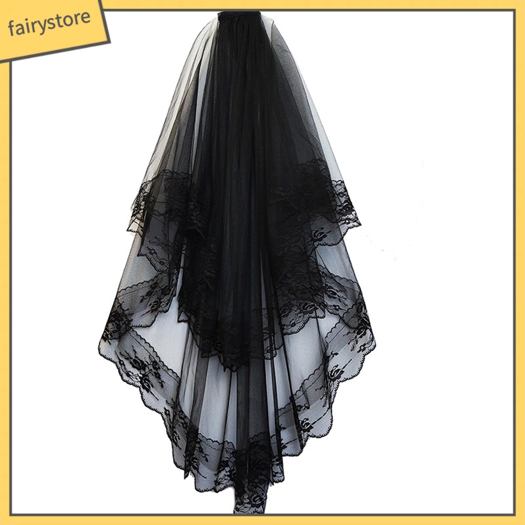 Mạng Che Mặt Hai Lớp Phối Ren Gọn Nhẹ Dễ Phối Đồ Kèm Lược Cài Tóc Cho Cô Dâu