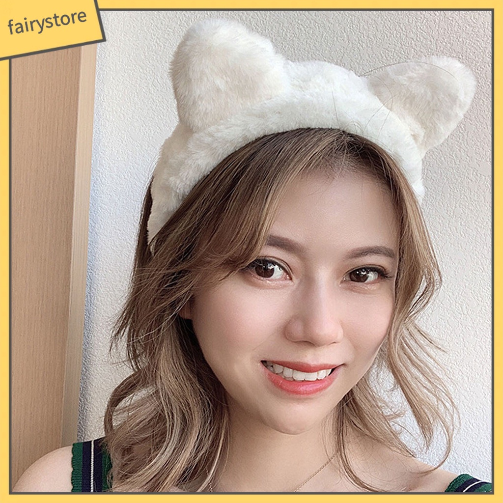 Băng Đô Tai Lông Nhung Mềm Mại Dễ Thương Dùng Rửa Mặt Cho Nữ