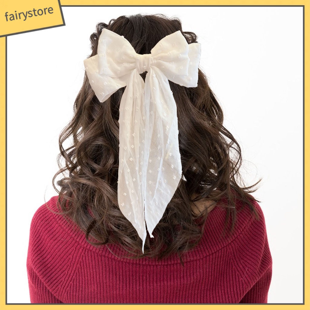 Kẹp Tóc Nơ Phối Dây Ruy Băng Tua Rua Chống Trượt Trang Trí Tóc Cho Nữ