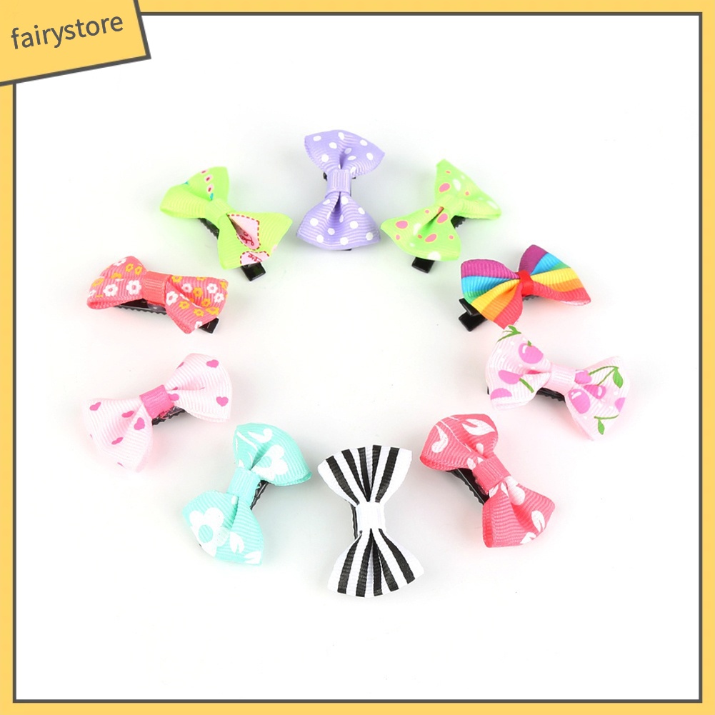 Set 10 Kẹp Tóc Nơ Nhiều Màu Sắc Cho Bé Gái