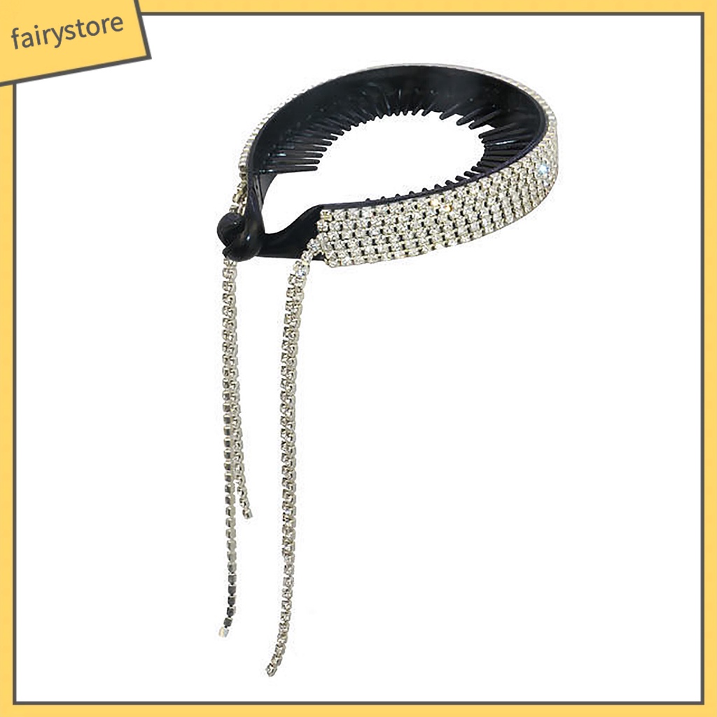 [FRO] Kẹp Tóc Đuôi Ngựa Đính Kim Cương Giả Lấp Lánh Chống Trượt Phong Cách Hàn Quốc