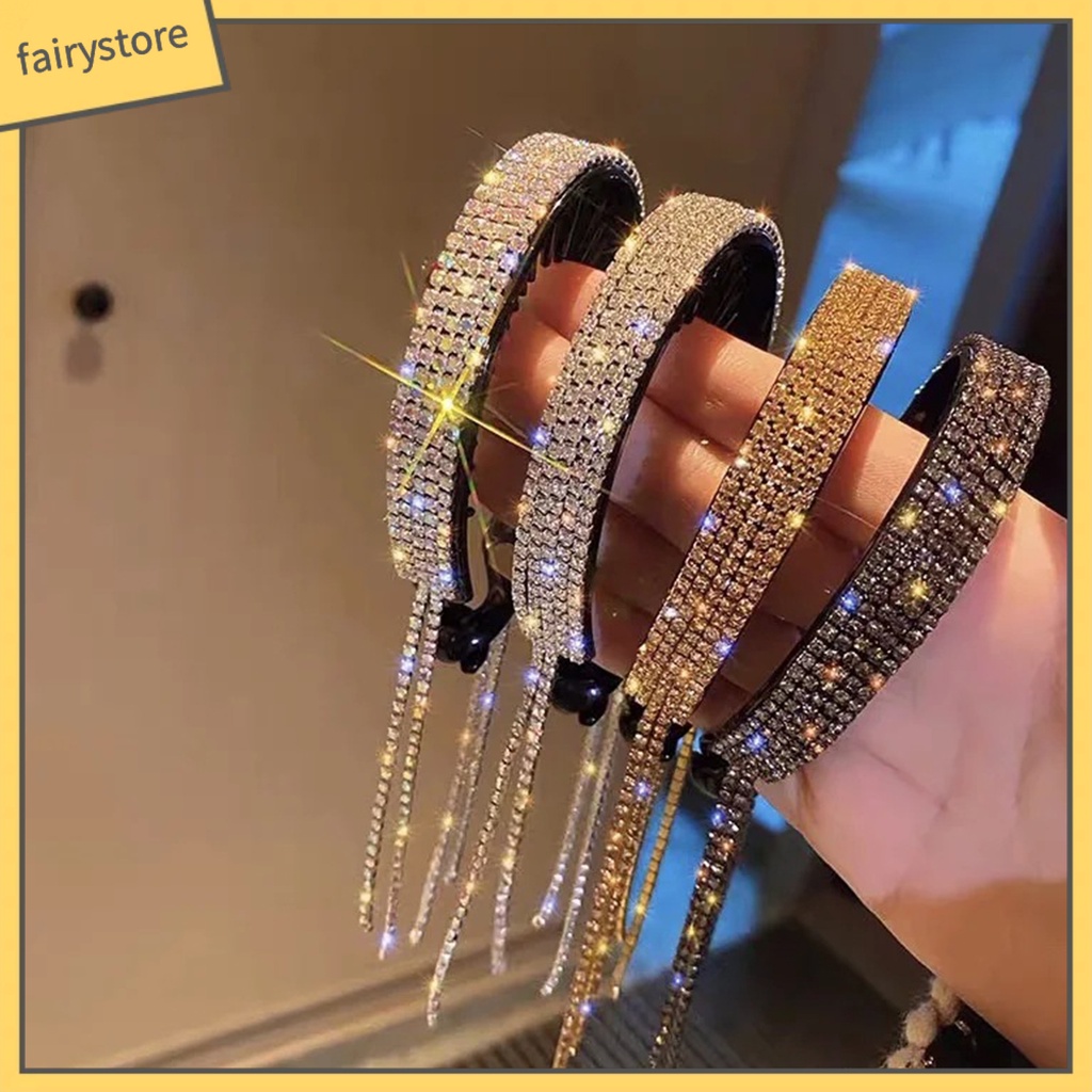 [FRO] Kẹp Tóc Đuôi Ngựa Đính Kim Cương Giả Lấp Lánh Chống Trượt Phong Cách Hàn Quốc