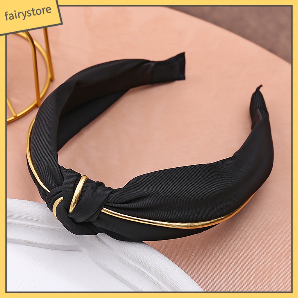 Băng Đô Cài Tóc Bản Rộng Thiết Kế Thắt Nút Đơn Giản Cho Nữ