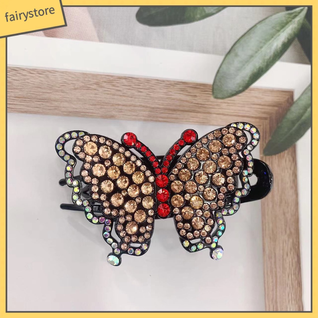 Kẹp Tóc Hình Bướm Đính Đá Nhiều Màu Chống Trượt Trọng Lượng Nhẹ