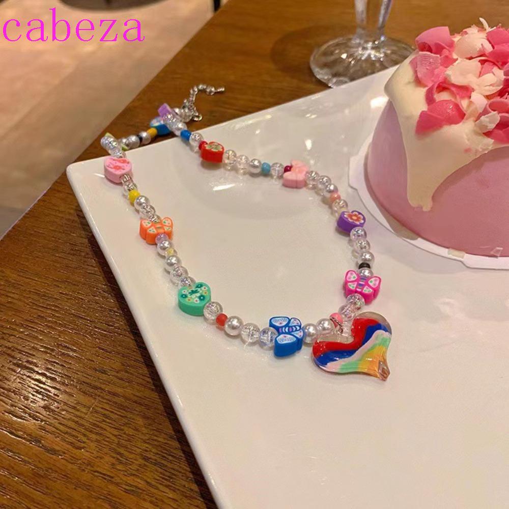 Vòng cổ Chuỗi Hạt Nhiều Màu Sắc Mặt Hình Trái Tim Phong Cách Retro Thời Trang Cho Nữ