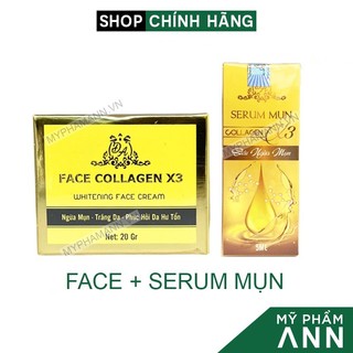 Kem Mặt Collagen X3 và Serum Mụn Colagen X3 chính hãng Mỹ Phẩm Đông Anh