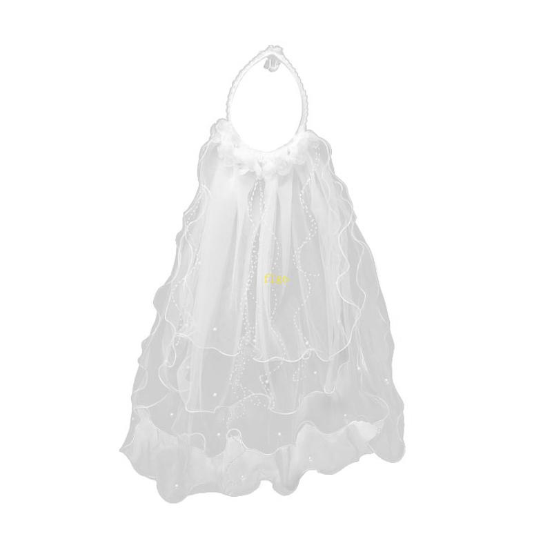 Flgo Băng Đô Vải Tuyn Trắng Xếp Lớp Che Mặt Cho Cô Dâu Trong Tiệc Độc Thân