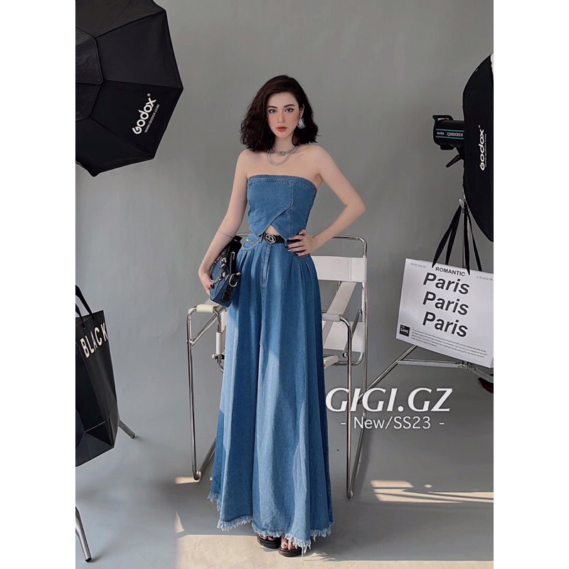 Set áo cup chân váy dài