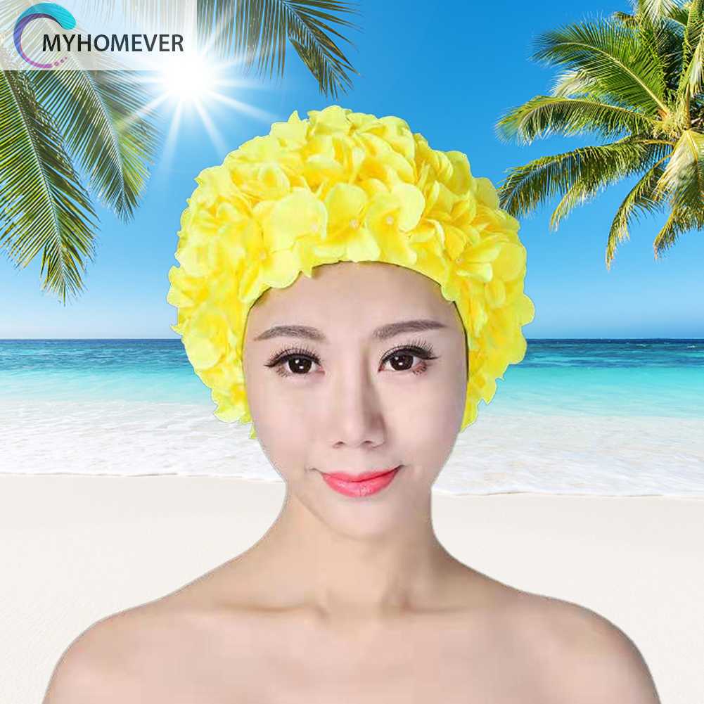 Mũ Bơi In Hoa 3D Thoáng Khí Thoải Mái Cho Nữ