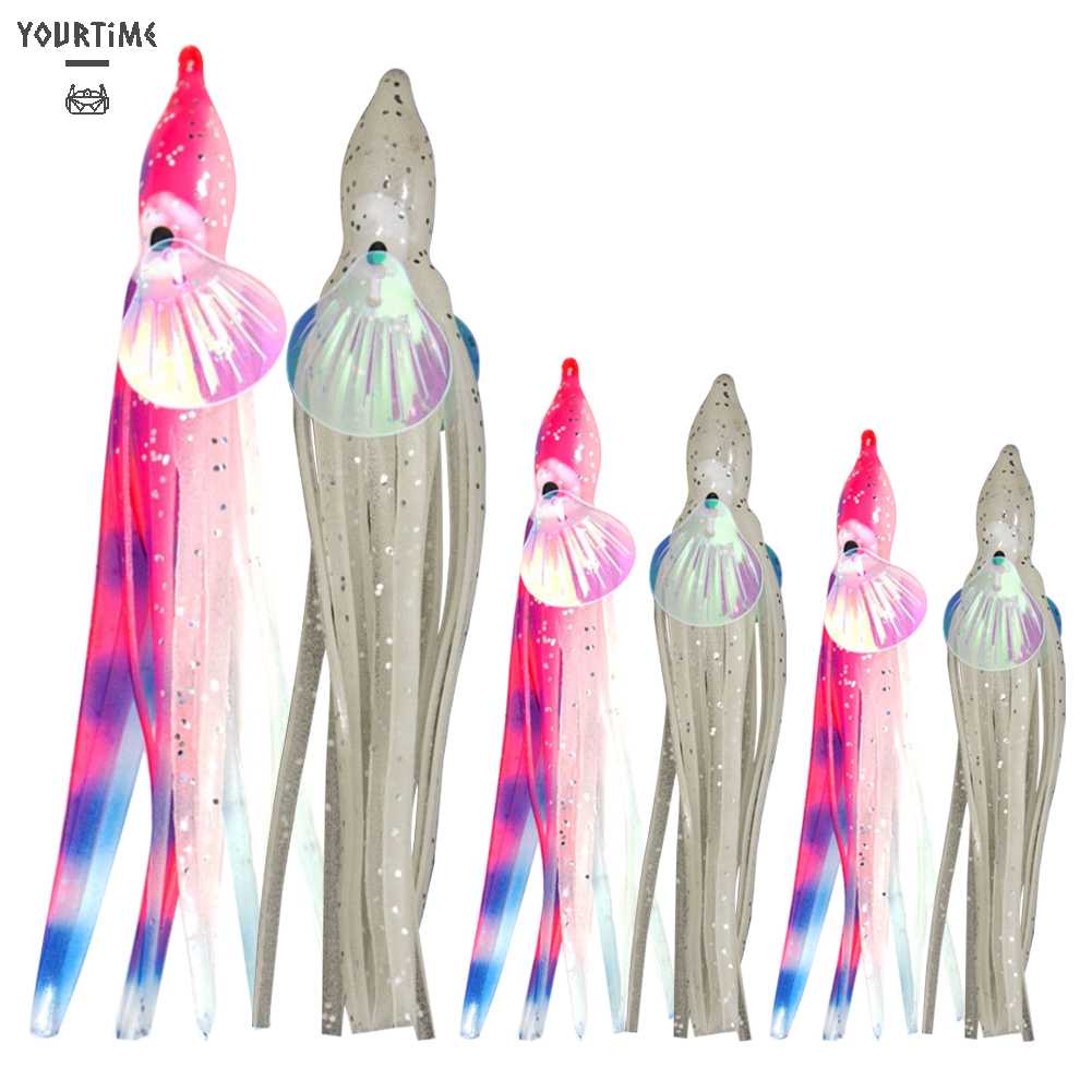 Bộ 10 Mồi Câu Giả Hình Bạch Tuộc Mềm 5cm 6cm 10cm