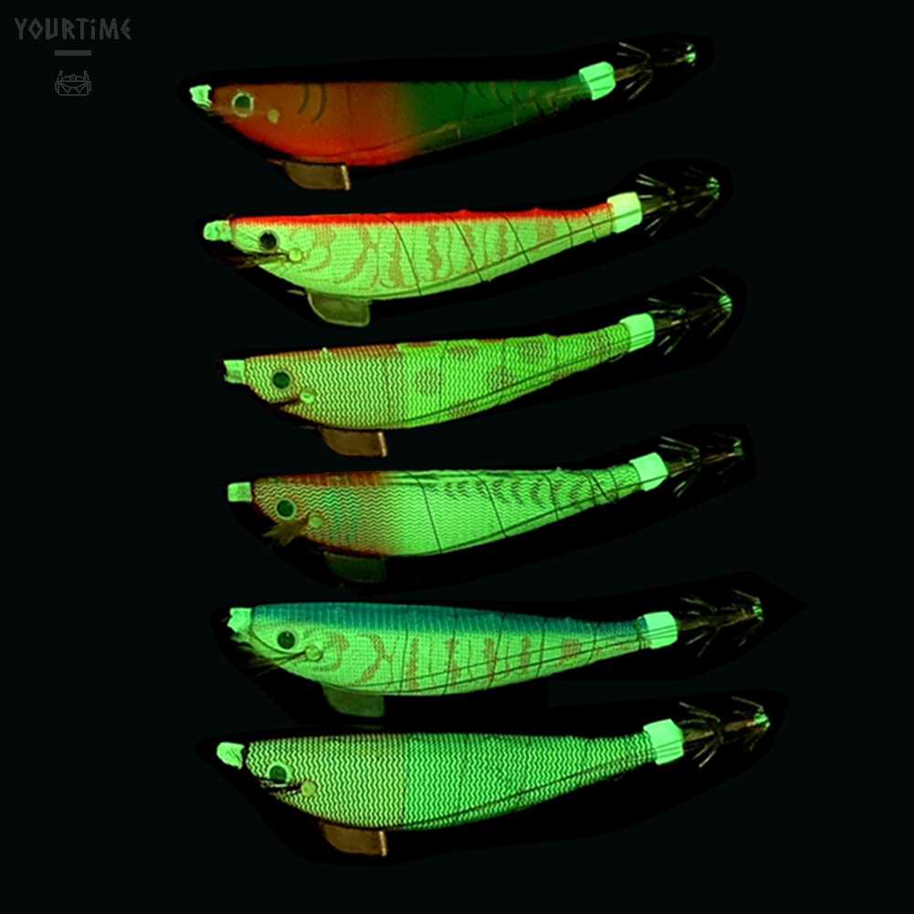 Mồi Câu Cá Giả Hình Tôm Bằng Gỗ Phát Quang Kích Thước 100mm 12g