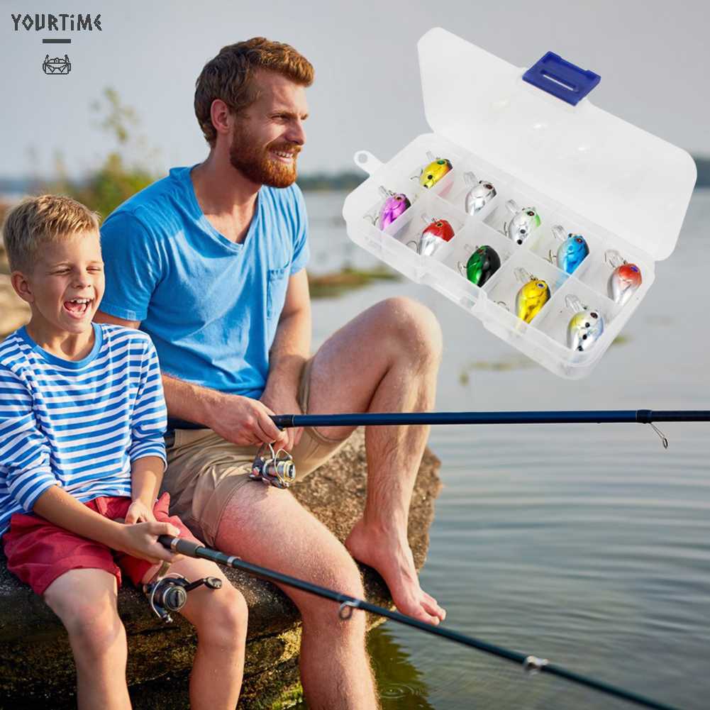 Set 10 Mồi Giả Nhử Cá Bằng Nhựa Gắn Kèm Móc Câu