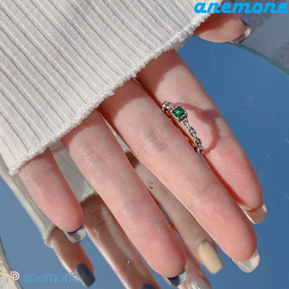 Nhẫn Hở Mặt Vuông / Tròn Đơn Giản Có Thể Điều Chỉnh Phong Cách Vintage