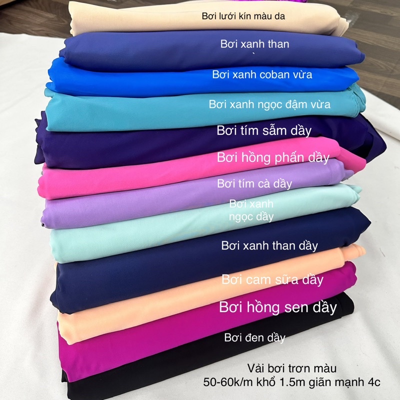 Vải bơi trơn màu  mới 2023 xuất dư- may bikini- đồ bơi tắm biển 50-60k/m