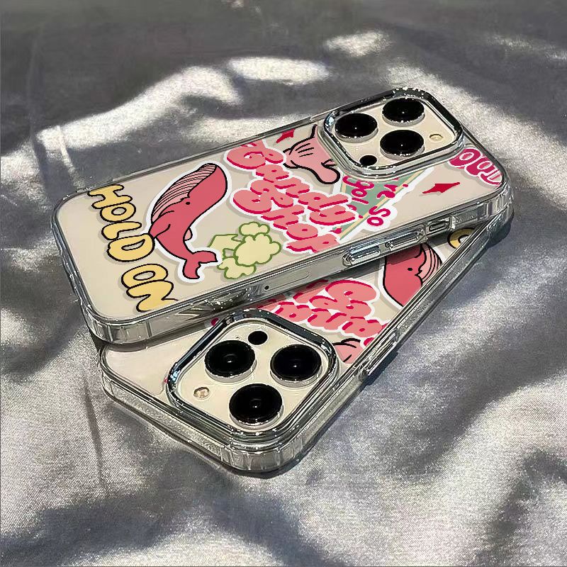 ✅Ốp Điện Thoại Dẻo Màu Hồng In Họa Tiết Cá Voi Đơn Giản Chống Sốc Cho Apple Iphone 14Promax 12 11 / Plus 13 87