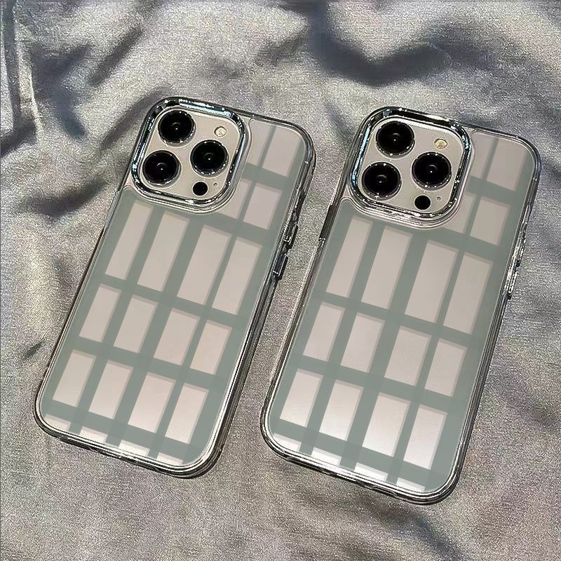 ✅Ốp Điện Thoại Mềm Họa Tiết Caro Màu Xanh Dương Chống Sốc Cho Iphone Xs8 12 11 713 14pro Max