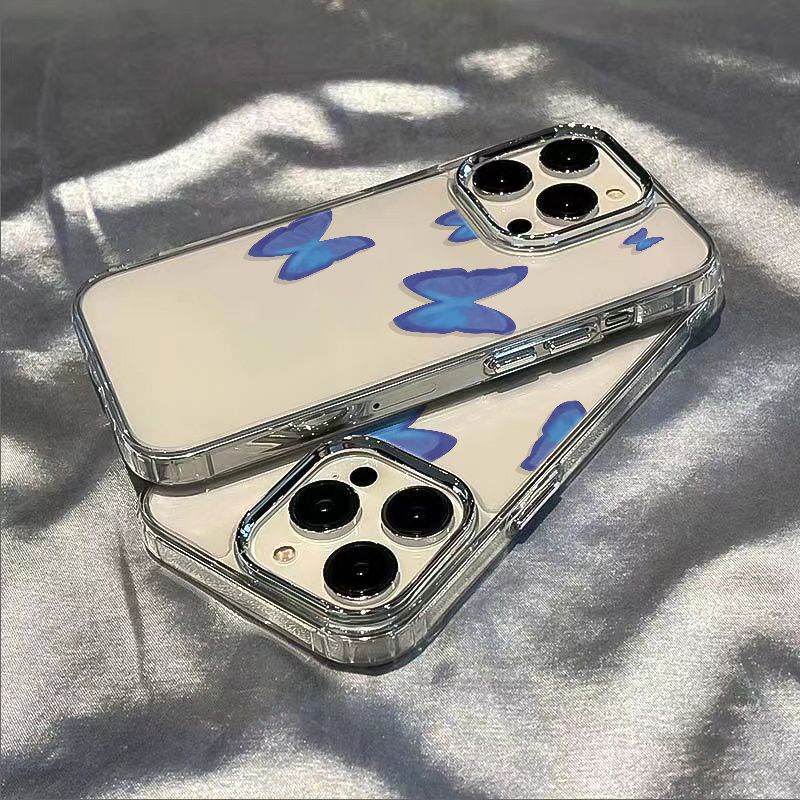 ✅Ốp Điện Thoại Dẻo Họa Tiết Bươm Bướm Màu Xanh Dương Thời Trang Chống Sốc Cho iPhone127 LF4U Maxplus 1114pro13 8