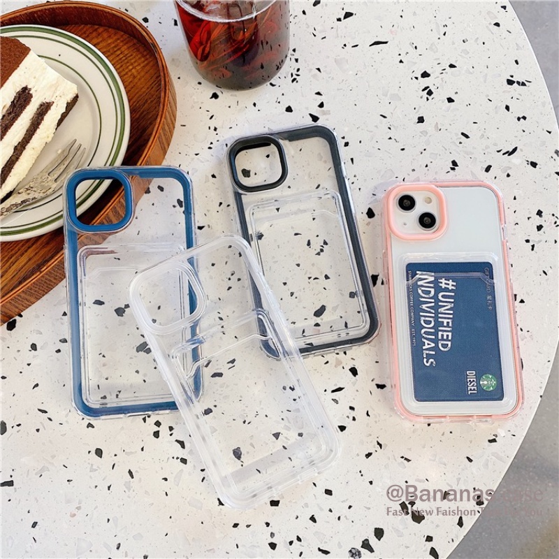 Ốp Điện Thoại Mềm Trong Suốt Màu Kẹo Có Ngăn Đựng Thẻ Cho IPhone 14 Plus 14 13 12 11 Pro Max X Xr Xs Max 7 8 Plus
