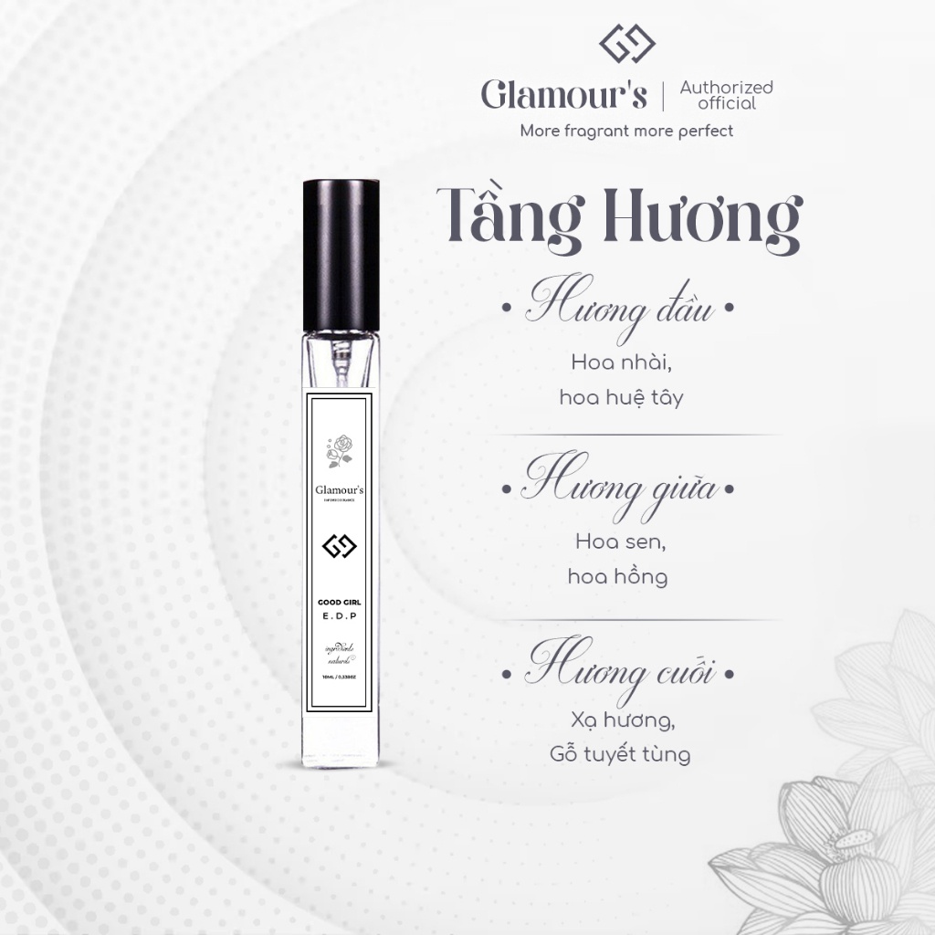 Combo bí ẩn 3 mùi hương nước hoa nữ Glamour's nguyên liệu nhập Pháp Hương thơm ngọt ngào,, quyến rũ, bí ẩn 3 chai 10ml