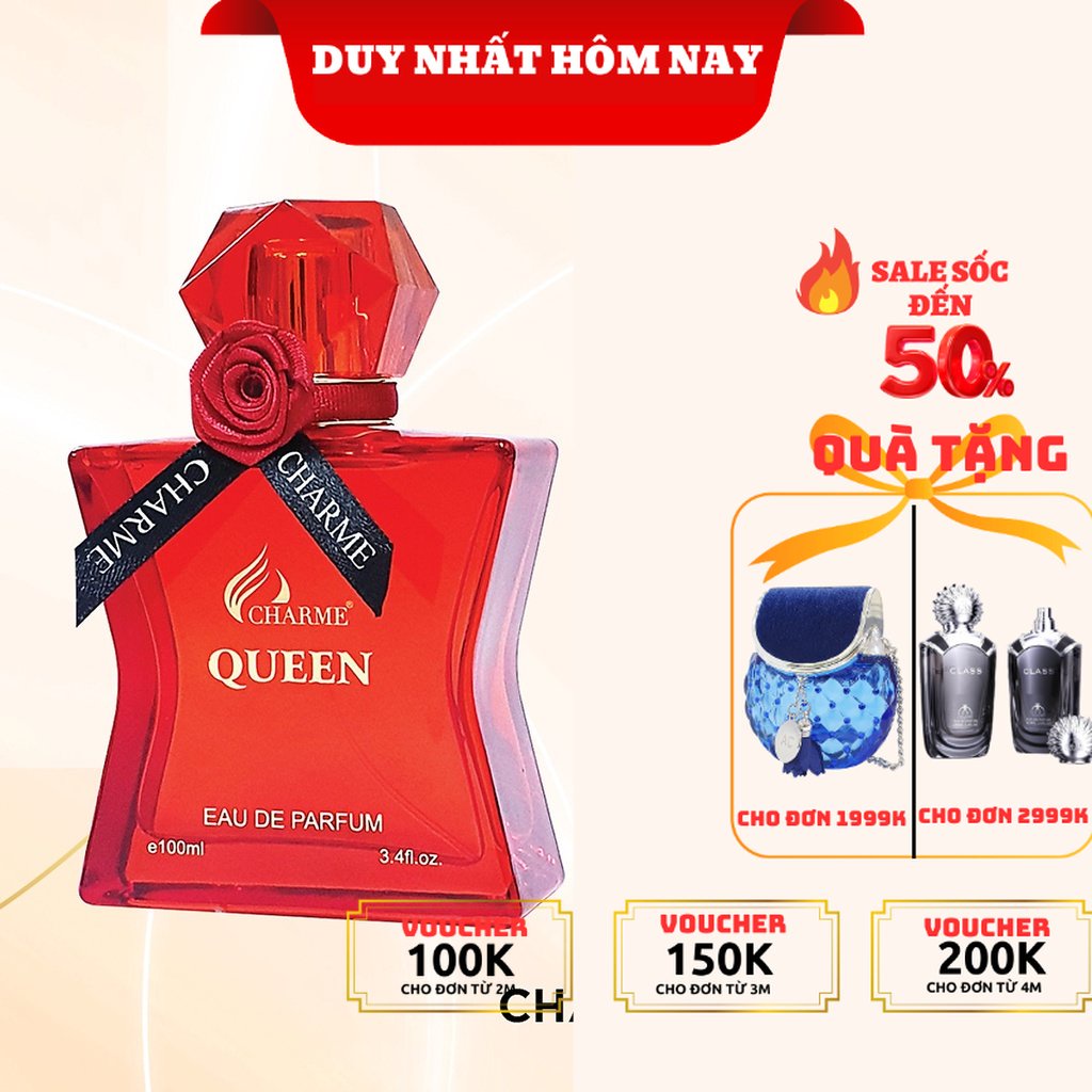 Nước hoa nữ Charme Queen, mùi hương hoa hồng tươi mát lưu hương lâu 100ml