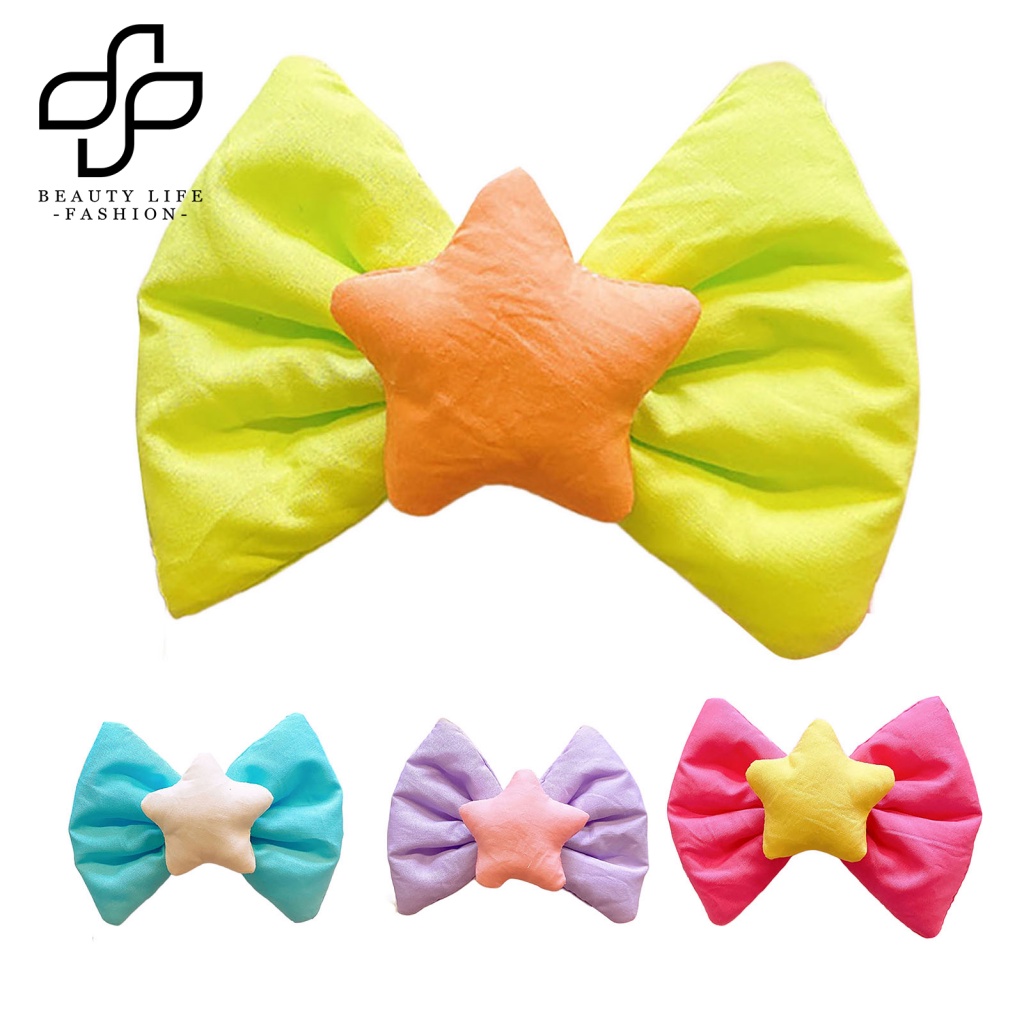 Kẹp Tóc Hình Nơ / Ngôi Sao Màu Sắc Huỳnh Quang Thời Trang Mùa Xuân Xinh Xắn Cho Bé