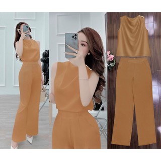 Sét bộ áo sát nách phối quần ống suông sang chảnh
