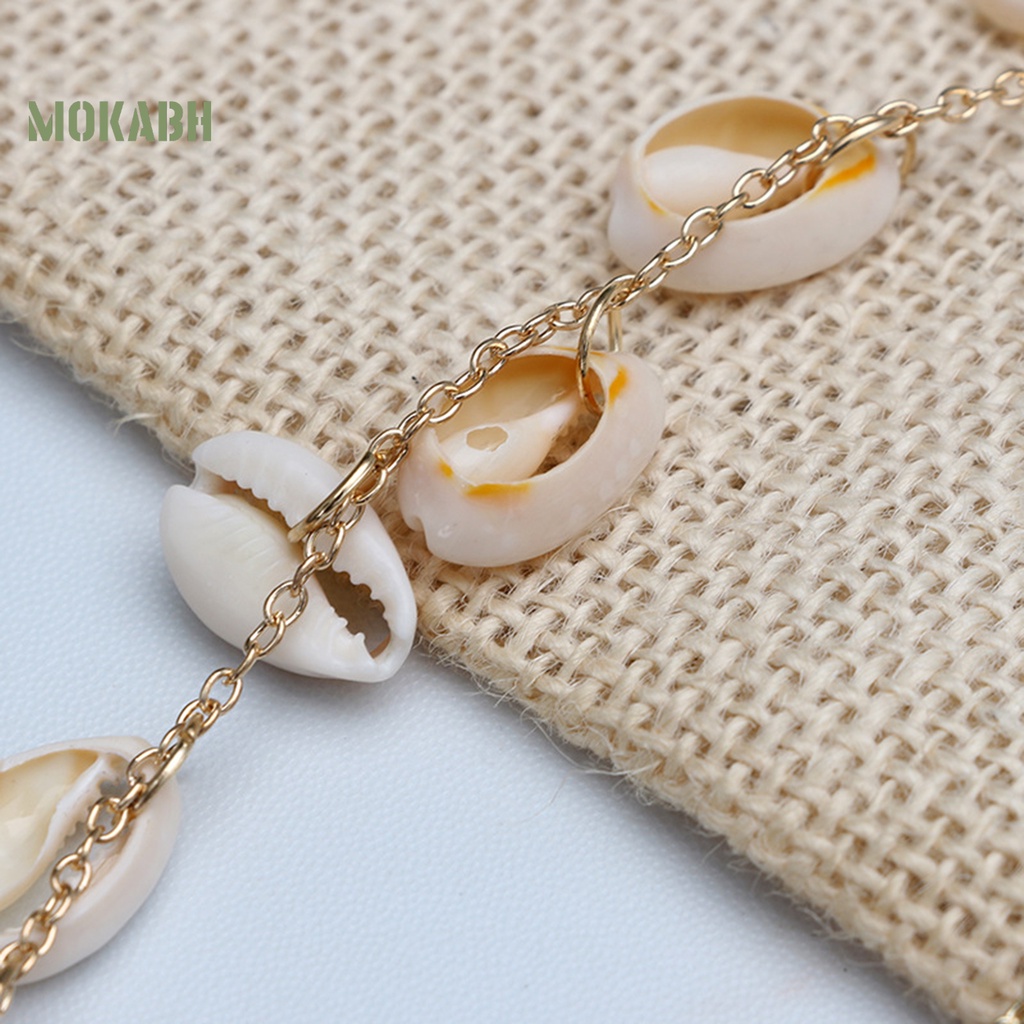 [Mok Abh] Vòng Đeo Đầu Dạng Chuỗi Vỏ Sò Tự Nhiên Bằng Kim Loại Dùng Trong Tiệc Cưới