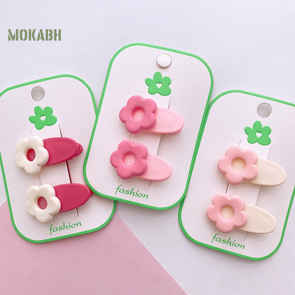 1 Cặp Kẹp Tóc Họa Tiết Hoa Hoạt Hình Màu Sắc Ngọt Ngào Chống Trượt Trọng Lượng Nhẹ