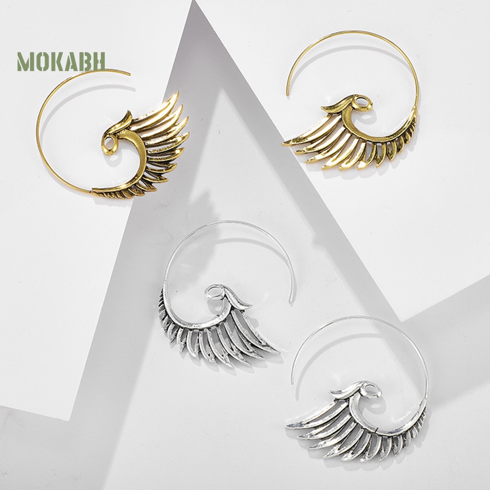 Khuyên Tai Dạng Vòng Rỗng Khắc Họa Tiết Hình Học Phong Cách Boho Cho Nữ