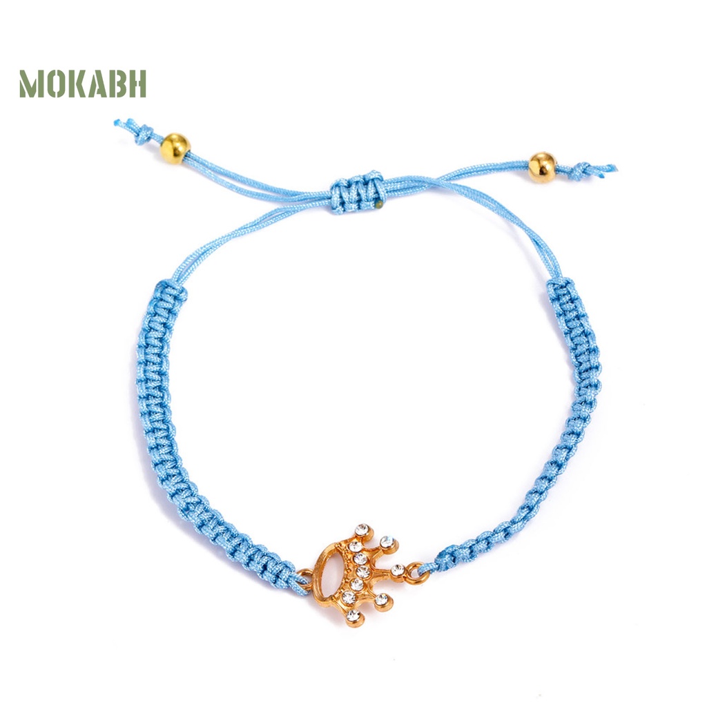 Vòng Tay Dây Bện Họa Tiết Trái Tim Vương Miện Phong Cách Bohemia