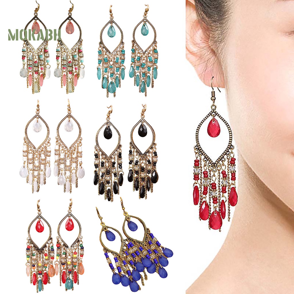 1 Đôi Bông Tai Hình Thác Nước Siêu Dài Phong Cách Bohemia Dành Cho Nữ