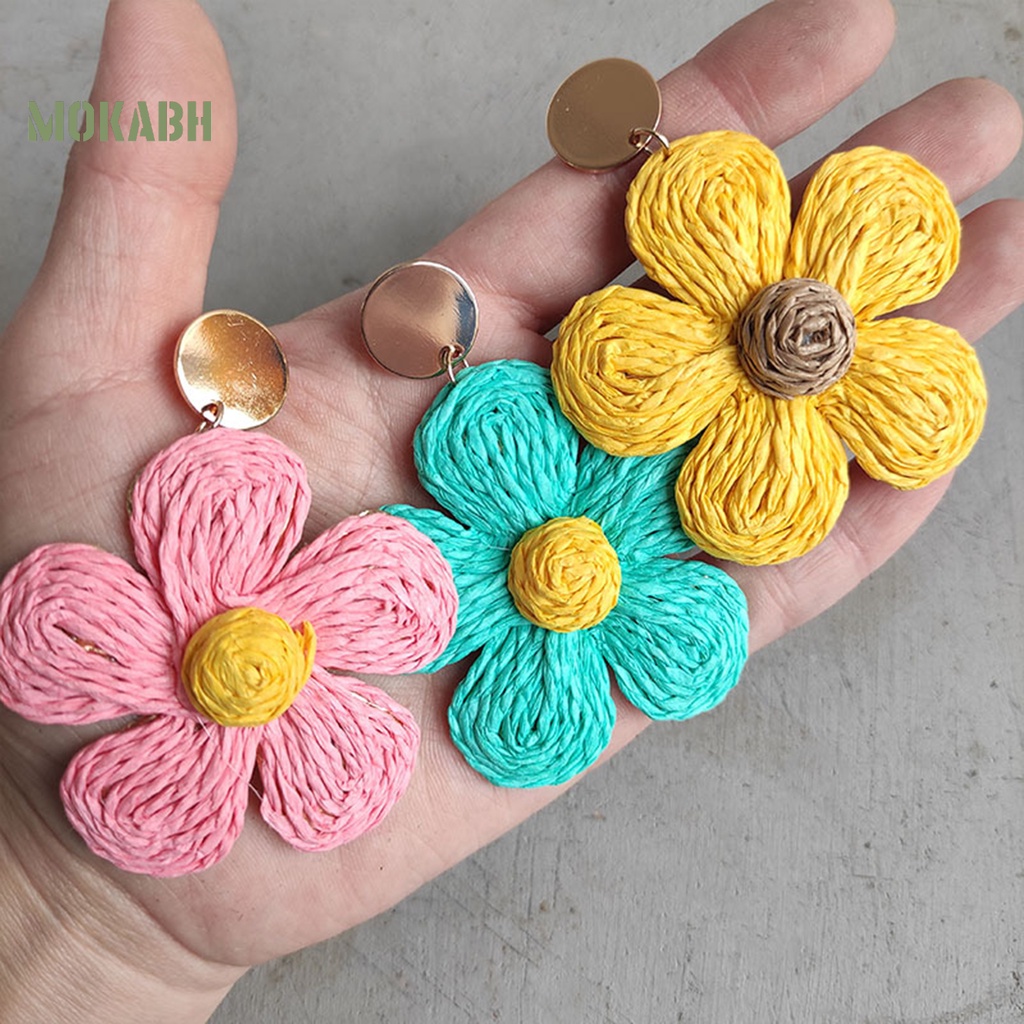 1 Đôi Bông Tai Hình Hoa Màu Sắc Tươi Sáng Phong Cách Kỳ Nghỉ Cho Nữ