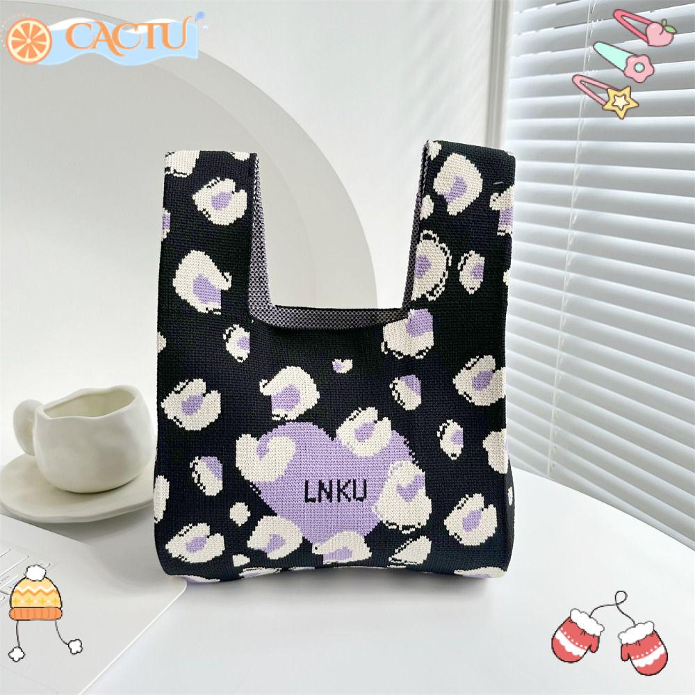 Túi Mua Sắm Đan Len Họa Tiết Da Báo / Trái Tim Có Thể Tái Sử