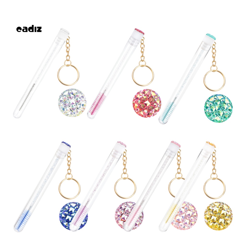 Set 10 Cọ Chuốt Lông Mi Thiết Kế Vỏ Pha Lê Có Thể Thay Thế Kèm Móc Khóa Màu Vàng